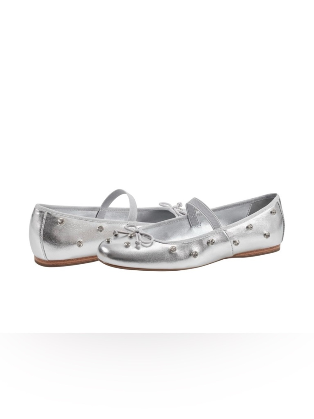 Bandolino Women' 5 Prity Mary Jane Embellished Ballet Silver Flats New